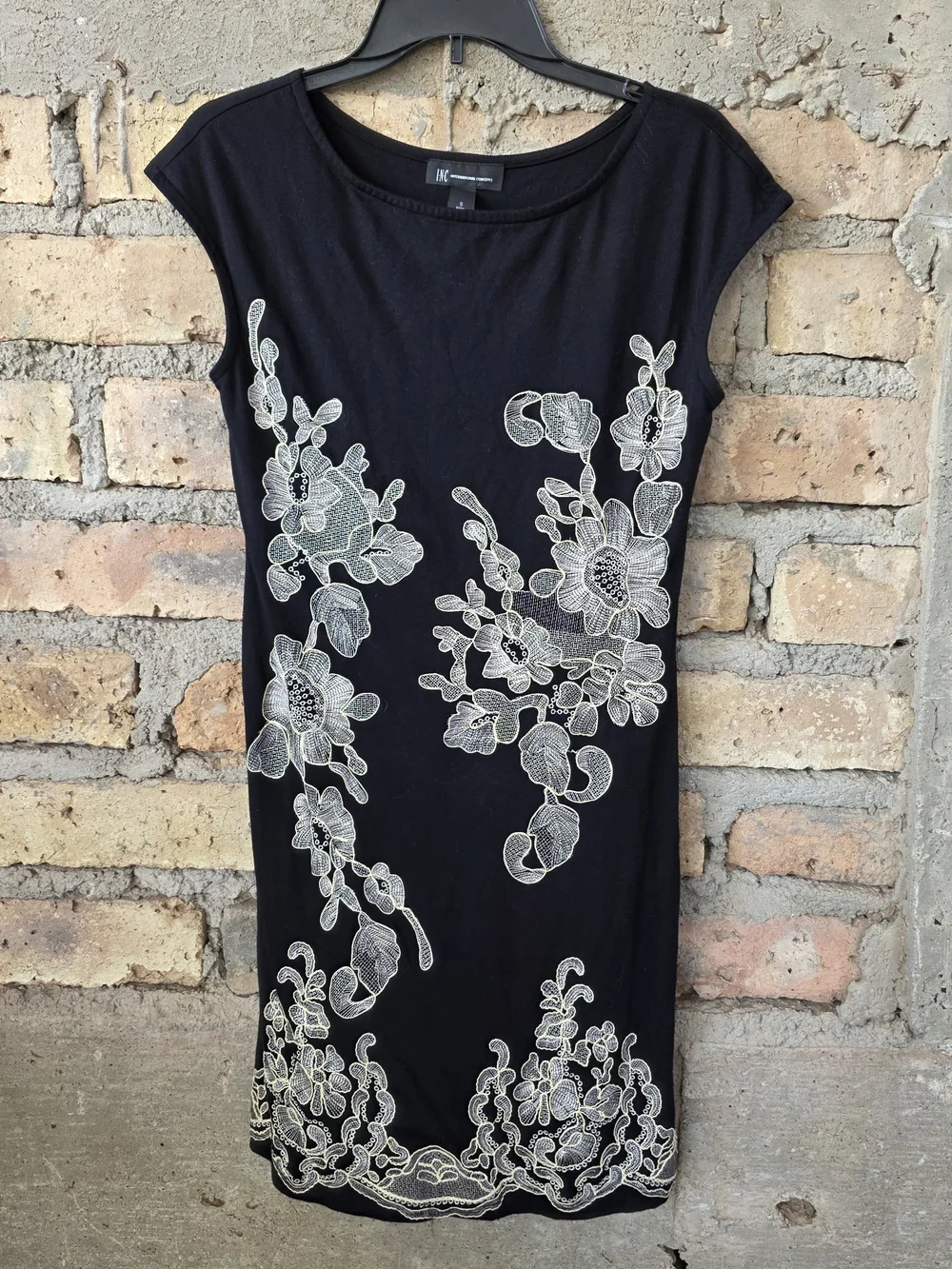 NWT INC International Concepts Black Floral Embroidered Tapestry Dress